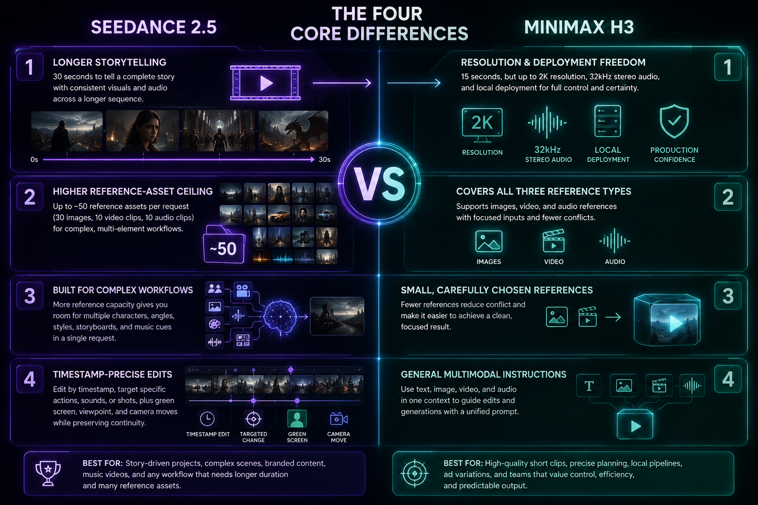 MiniMax H3 vs Seedance 2.5 core differences screenshot